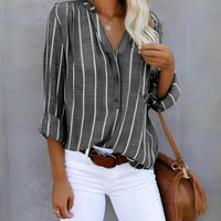 Lena | Elegante und bequeme gestreifte Bluse – Grau