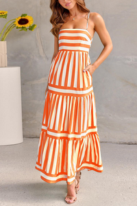 Jessica™ | Luxuriöses trägerloses Kleid – Orange/Weiß