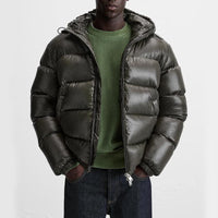 Leon | Bequeme Pufferjacke für Männer Schwarz Winter – Oliv