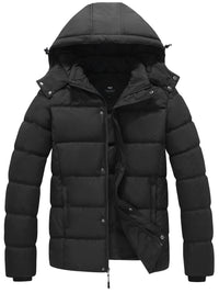 Leon | Warme Pufferjacke Schwarz für Herren Winter – Schwarz