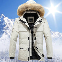 Leon | Warme Winterjacke für Herren Fleecegefüttert – Weiß