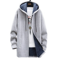 Plüsch-Kapuzenpulli mit warmer Fleece-Innenseite für Frauen – Hellgrau