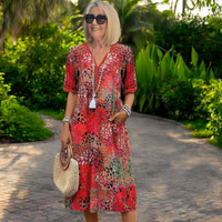 Tunika Kleid Für Damen – Luftiges Sommerkleid mit Leopardenmuster – Rot