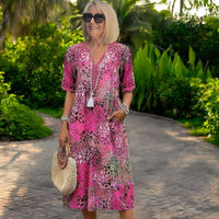 Tunika Kleid Für Damen – Luftiges Sommerkleid mit Leopardenmuster – Rosa