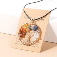 Sommerliche Chakra-Halskette | Lebensbaum-Halskette mit sieben Chakra-Edelsteinen – Mehrfarbig-2