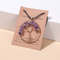 Sommerliche Chakra-Halskette | Lebensbaum-Halskette mit sieben Chakra-Edelsteinen – Lila