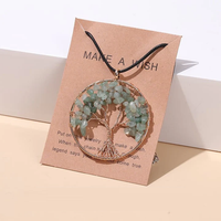 Sommerliche Chakra-Halskette | Lebensbaum-Halskette mit sieben Chakra-Edelsteinen – Grün