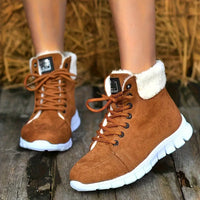 Reigolyn | Stylist Winter Schneestiefel, Schnürung Winter Anti-Rutsch Comfy Faux – Hellbraun