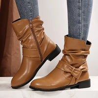 Ellaric | Schicke Plus Size Damenstiefel - Retro British Style mit Seitenreißverschluss – Hellbraun