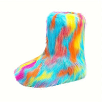 Reigessae | Kuschelige & stilvolle Damen-Kunstfell-Stiefel - Slip-On – Hell Ombre