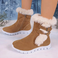 Kletunith | Damen Winter Schneestiefel - Mid-Calf Fleece gefüttert Baumwolle Schuhe – Hellbraun