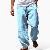 Jonas | Leichte locker sitzende Sommerhose aus Leinen – Blau