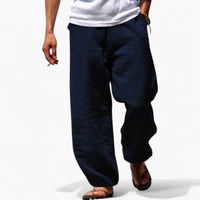 Jonas | Leichte locker sitzende Sommerhose aus Leinen – Marine
