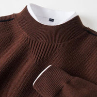 Kelvis - Strukturierter Jacquard-Rollkragenpullover – Braun