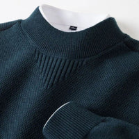 Kelvis - Strukturierter Jacquard-Rollkragenpullover – Tiefes Aqua-Grün