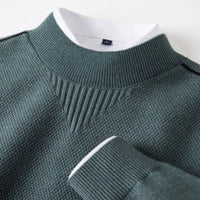 Kelvis - Strukturierter Jacquard-Rollkragenpullover – Schiefergrün