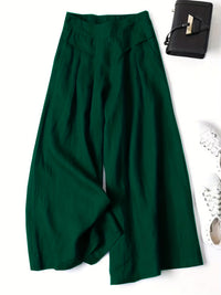 Chrissy | Leinenmix-Hose mit weitem Bein und elastischem Bund – Grün