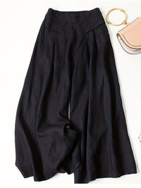 Chrissy | Leinenmix-Hose mit weitem Bein und elastischem Bund – Schwarz