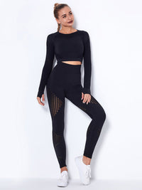Liora | Atmungsaktives 2-teiliges Sportset für Damen Sommer – Schwarz
