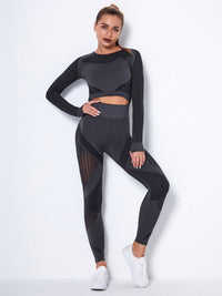 Liora | Atmungsaktives 2-teiliges Sportset für Damen Sommer – Dunkelgrau