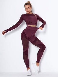 Liora | Atmungsaktives 2-teiliges Sportset für Damen Sommer – Weinrot