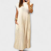 Zairelle – Elegantes Faltenkleid – Beige