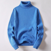 Rollkragenpullover aus Merinowolle für Herren – Blau