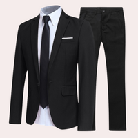 Herren Lässig Zweiteiliges Anzug Set | Hochzeitsgast Anzug – Schwarz