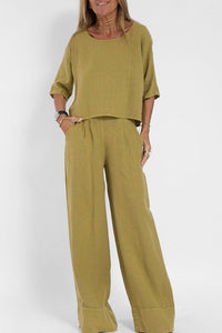 Heidi-Mode | Baumwolle Leinen Anzug – Khaki