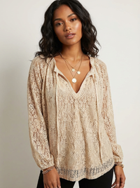 Luftige Spitzenbluse mit bohemian Ausstrahlung - Kelly – Khaki