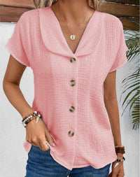 Musselin Bluse für Damen – Leichte Sommer-Tunika mit V-Ausschnitt – Rosa