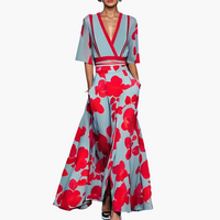 Adriana | Elegantes Blumen Kleid – Rot