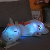 LumiGlow | Niedliches, weiches Plüscheinhorn-Kuscheltier für Kinder – Blau