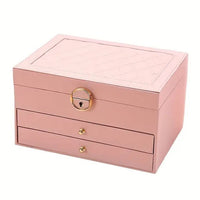 LuxaBox Mehrlagige Leder-Schmuckbox für den Sommer | Stylische und Praktische Aufbewahrungslösung für Schmuck – Rosa