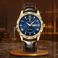 Windsor | Lederarmband-Quarzuhr – Gold Blau
