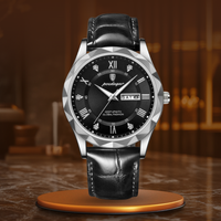 Windsor | Lederarmband-Quarzuhr – Silber Schwarz