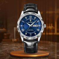 Windsor | Lederarmband-Quarzuhr – Silber Blau