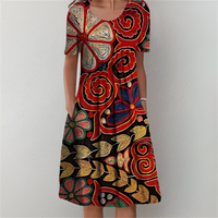 Heather™ Klassisches Geblümtes Kleid – Rot