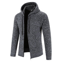 Richarde | Warme Herren Strickjacke mit Kapuze und Slim Fit, mit Fleece-Innenfutter – Gris foncé