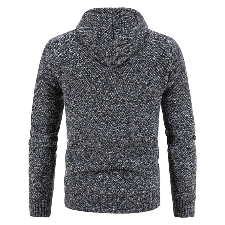 Richarde | Warme Herren Strickjacke mit Kapuze und Slim Fit, mit Fleece-Innenfutter