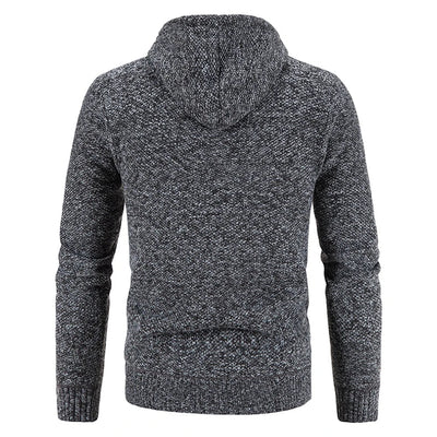 Richarde | Warme Herren Strickjacke mit Kapuze und Slim Fit, mit Fleece-Innenfutter