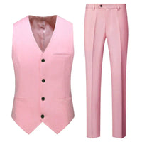 Herren Slim Fit Ärmellose Weste und Hose Set | Hochzeitsgast Anzug – Rosa