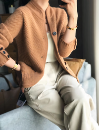Lässige Strickjacke für Damen | Mit Knopfleiste – Camel