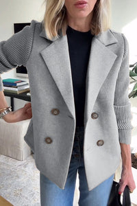 Damen Strickblazer Elegant - Leichte Business Jacke – Grau