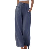 Elegante Damen Stoffhose aus Baumwolle und Leinen – Marine