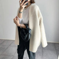 Miline - Lässige Strickjacke mit langen Ärmeln – Cremeweiß