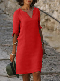 FELINE - GERADE GESCHNITTENES KLEID – Rot