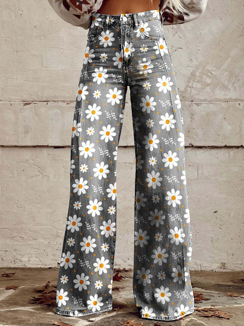 Bequeme Damen Palazzo-Hose mit floralem Muster