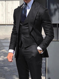 Moderner Slim Fit Hochzeitsgast Anzug Für Herren | 3-Teilig – Schwarz