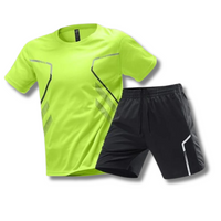Herren Sport Set Atmungsaktiv - T-Shirt und Kurze Hose – Neongelb